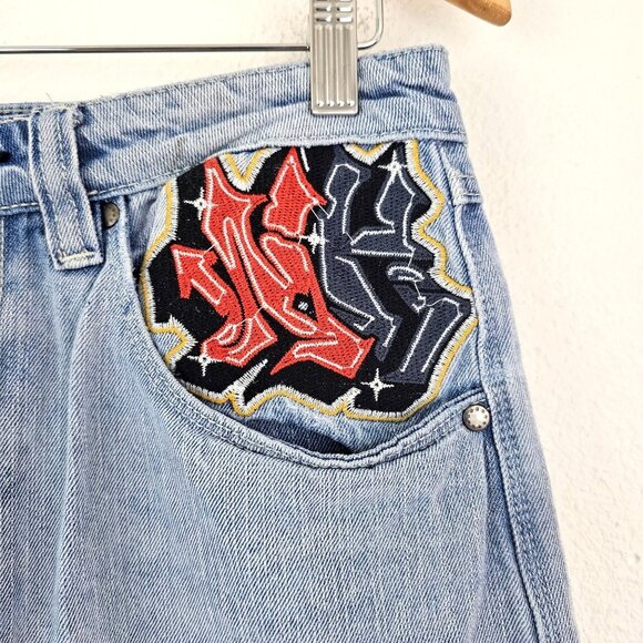 Ninth Hall Ambush Y2K Light Blue Wash Jeans Dragon Baggy Wide Leg Skater 30βX27β - Picture 3 of 16